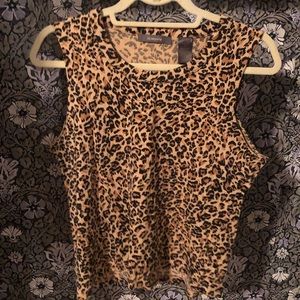 Leopard Animal Print Cutoff Muscle Tank Sz M P